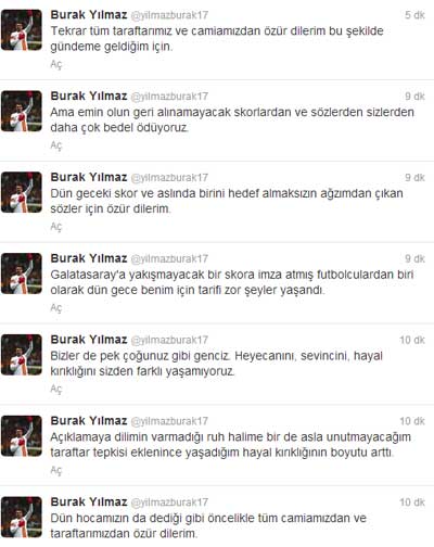 Burak Yılmaz Galatasaray taraftarından özür diledi